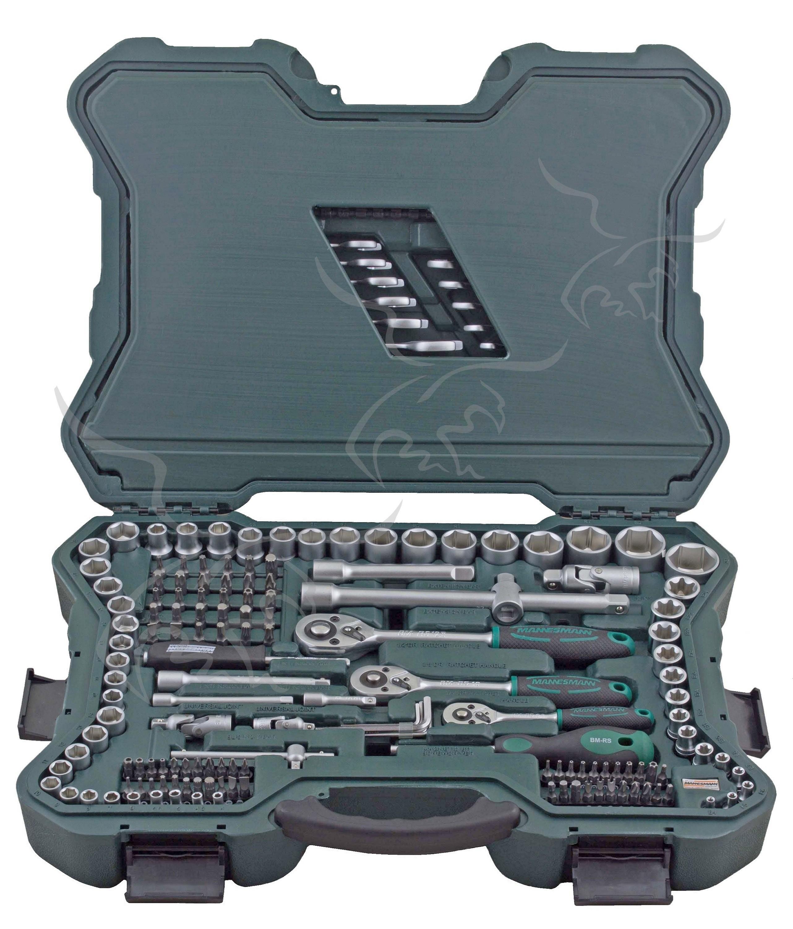 MANNESMANN - Maletín con llaves de vaso y otras herramientas, 215