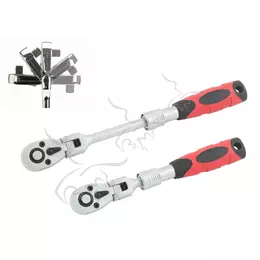 Llave de carraca de 1/4" telescópica. Cabezal articulado