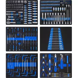 6 módulos de herramientas para carro de taller. 250 Pzs Eva