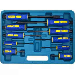 Kit de 10 destornilladores phillips y planos. Acabado impacto
