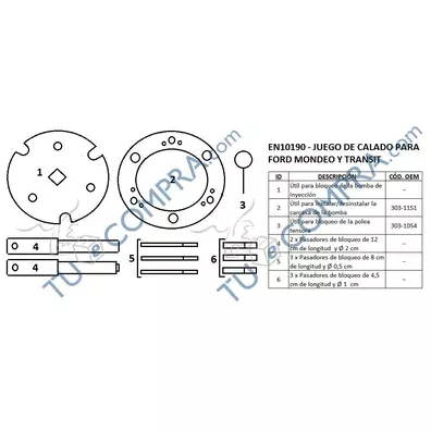 Calado para Ford Mondeo y TRANSIT 2.0, 2.2 y 2.4 DURATORQ