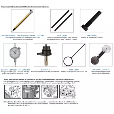 Calado para distribución Volkswagen, Audi, Seat y Skoda VAG 1.2 1.4 1.6 FSI TSI TFSI