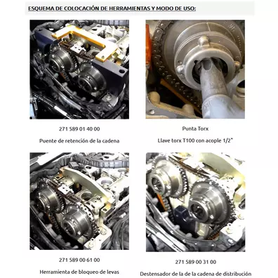 Calado distribución y alineador árbol levas Mercedes M271. Clase C y E