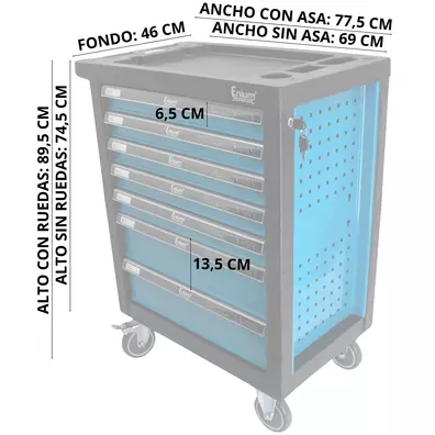 Carro de herramientas para taller mecánico 7 cajones STDR7RQ Azul