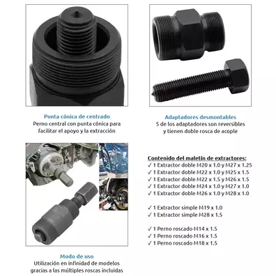 Extractores de volante magnético para motos. Separador cigüeñal 17 Pzs