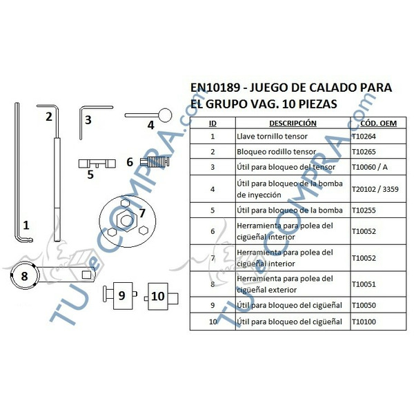 Calado para distribuciones VW AUDI SEAT SKODA VAG 1.6 Y 2.0 TDI