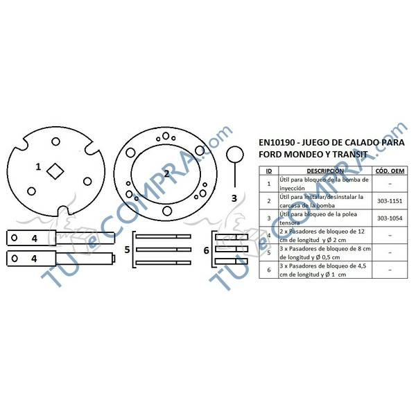 Calado para Ford Mondeo y TRANSIT 2.0, 2.2 y 2.4 DURATORQ