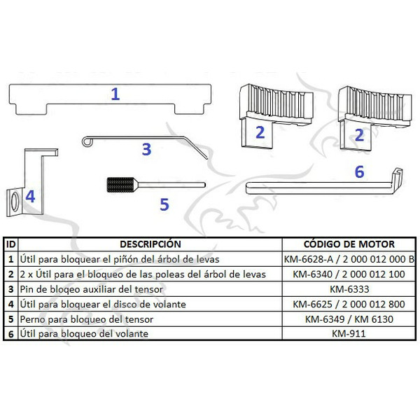 Kit Calado Motores Diésel VAG 1.2-3.0L, 14 Herramientas
