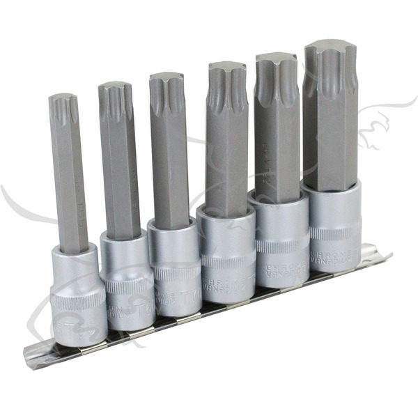 6 Puntas Torx T55 a T100 con llave vaso de 1/2"