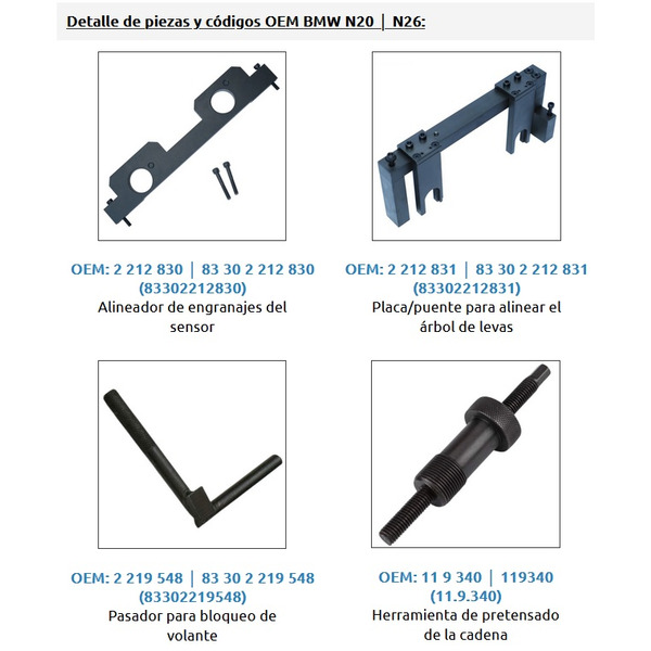 Calado de distribuciones BMW N20 y N26 - 1.6 y 2.0. 4 cilindros