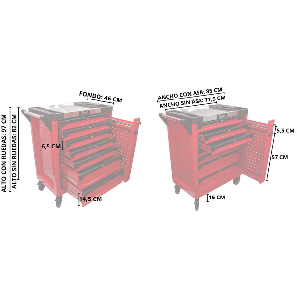 Carro de herramientas para taller 8 compartimentos PREM8EC