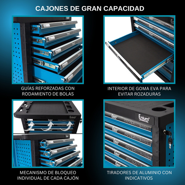 Carro de herramientas para taller mecánico 6 cajones STDR6BC azul