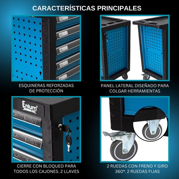 Carro de herramientas para taller mecánico 6 cajones STDR6BC azul