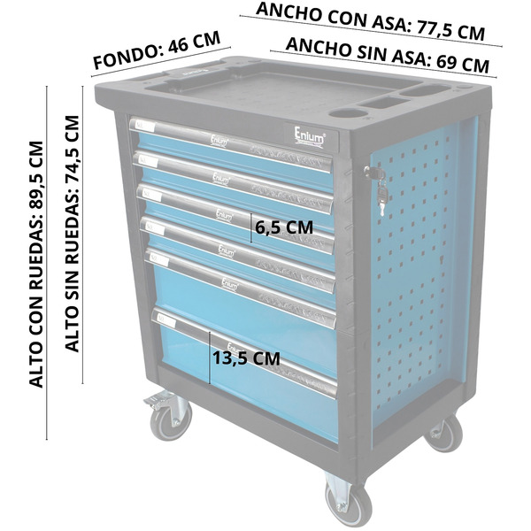 Carro de herramientas para taller mecánico 6 cajones STDR6BC azul