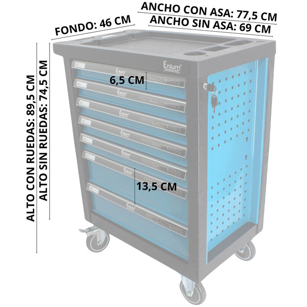 Carro de herramientas para taller mecánico 7 cajones STDR7RQ Azul