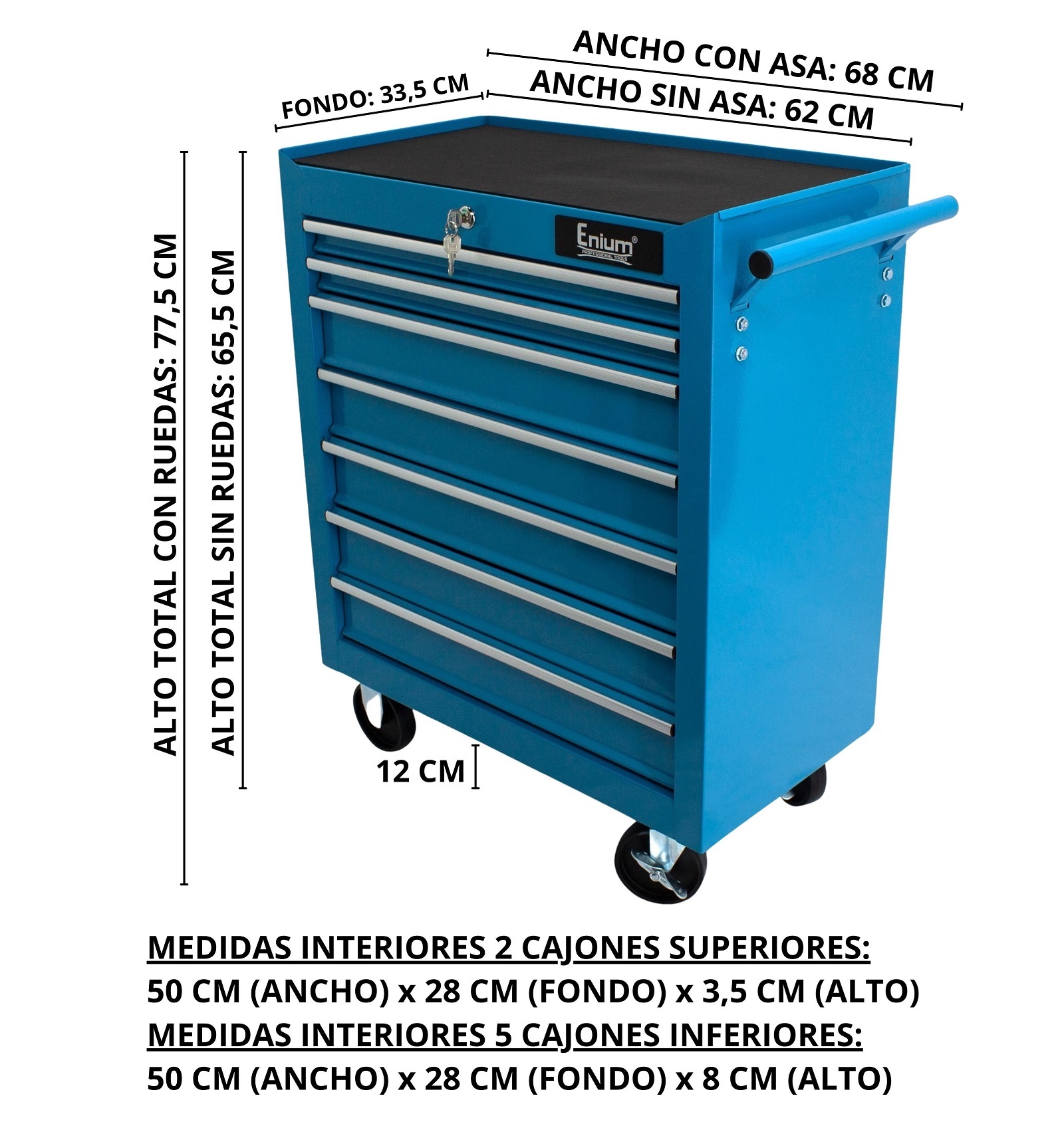 Medidas del carro y de los cajones - EN11017A